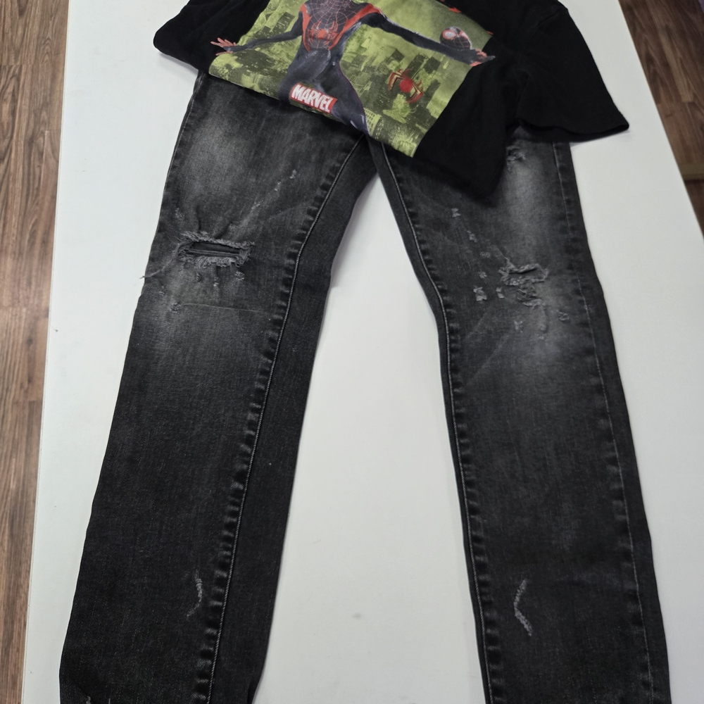 Boys Distressed Black Jeans
